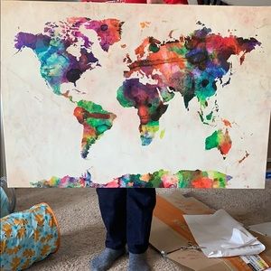 World map wall art canvas